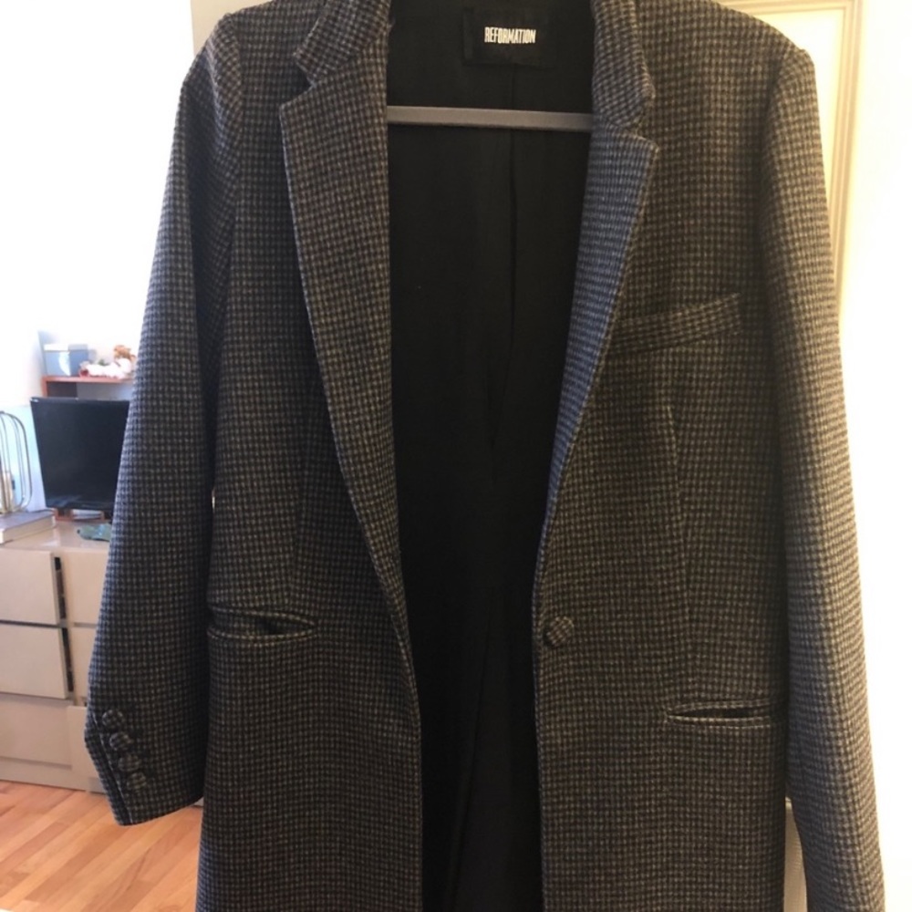 Reformation check wool coat